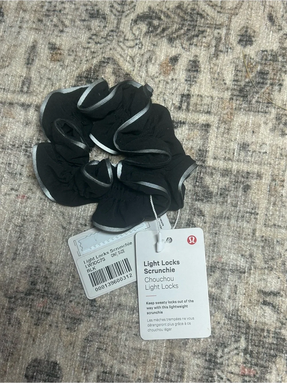 lululemon athletica Black Scrunchie with Silver Trim